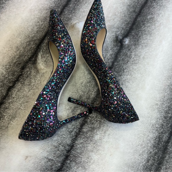 Jimmy Choo Romy 85 Boho Multi Glitter Mix Rainbow Black Heels Pumps - Picture 5 of 11